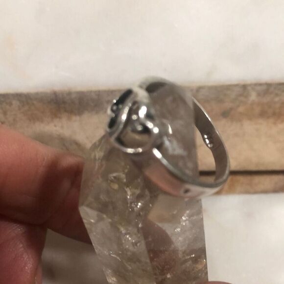 Ring, Sterling Silver Intertwined Hearts Ring set with2 Cubic Zirconia, NEW, siz - Picture 7 of 8